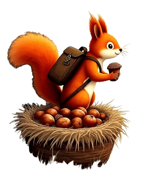 Squirrel Gathering Nuts in Autumn