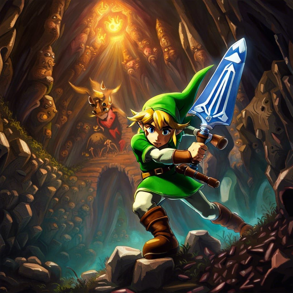 Link Battles Through Haunted Caves in 1980s Zelda
