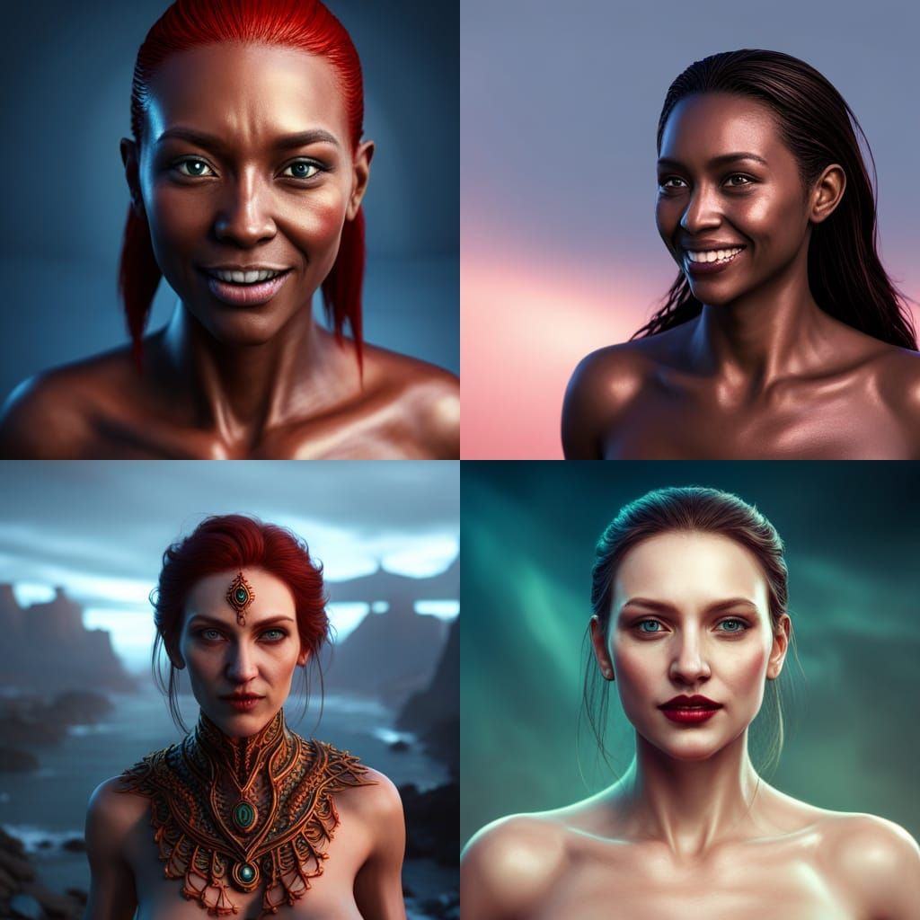 Woman's Fake Smile: Detailed Matte Painting