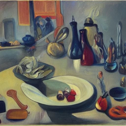 Surreal Rabbit Still Life in Chiaroscuro Style