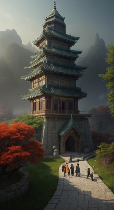Korean-Islamic Architecture in Rich Oil Painting