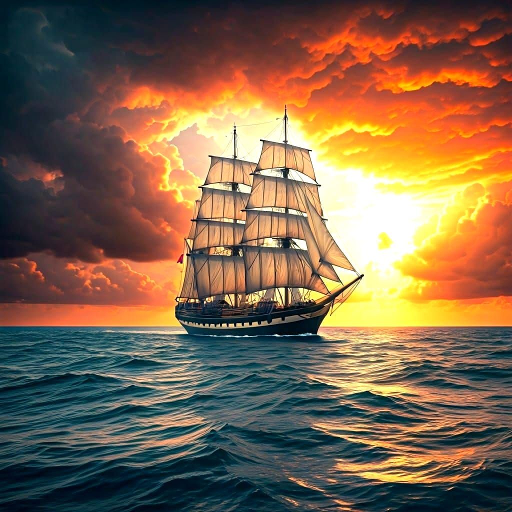 Epic Sailing Vessel Digital Matte Painting