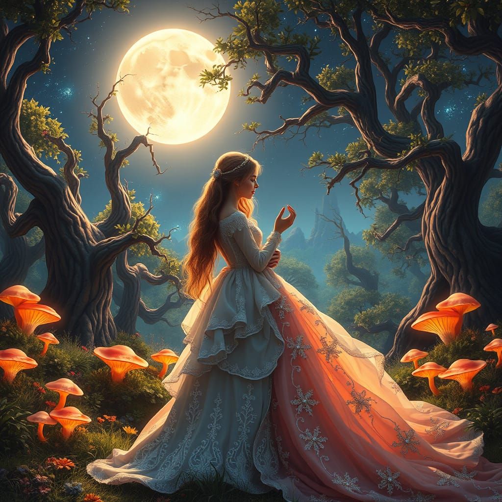 Whispering Forest Goddesses Under Starry Skies