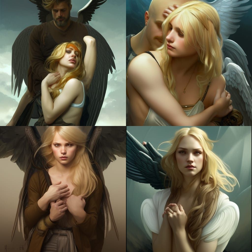 Angel Protecting Girl from Threat, Digital Art