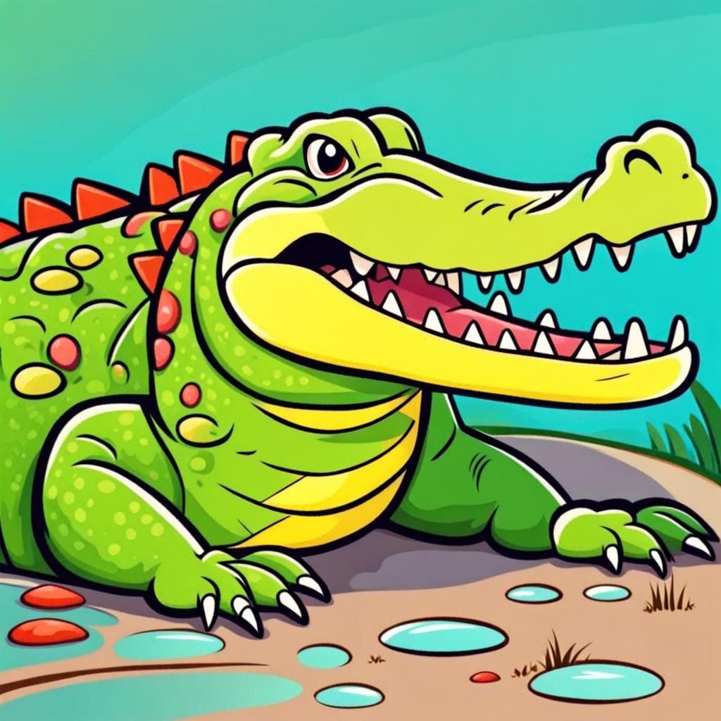 Bright Cartoon Crocodile Illustration