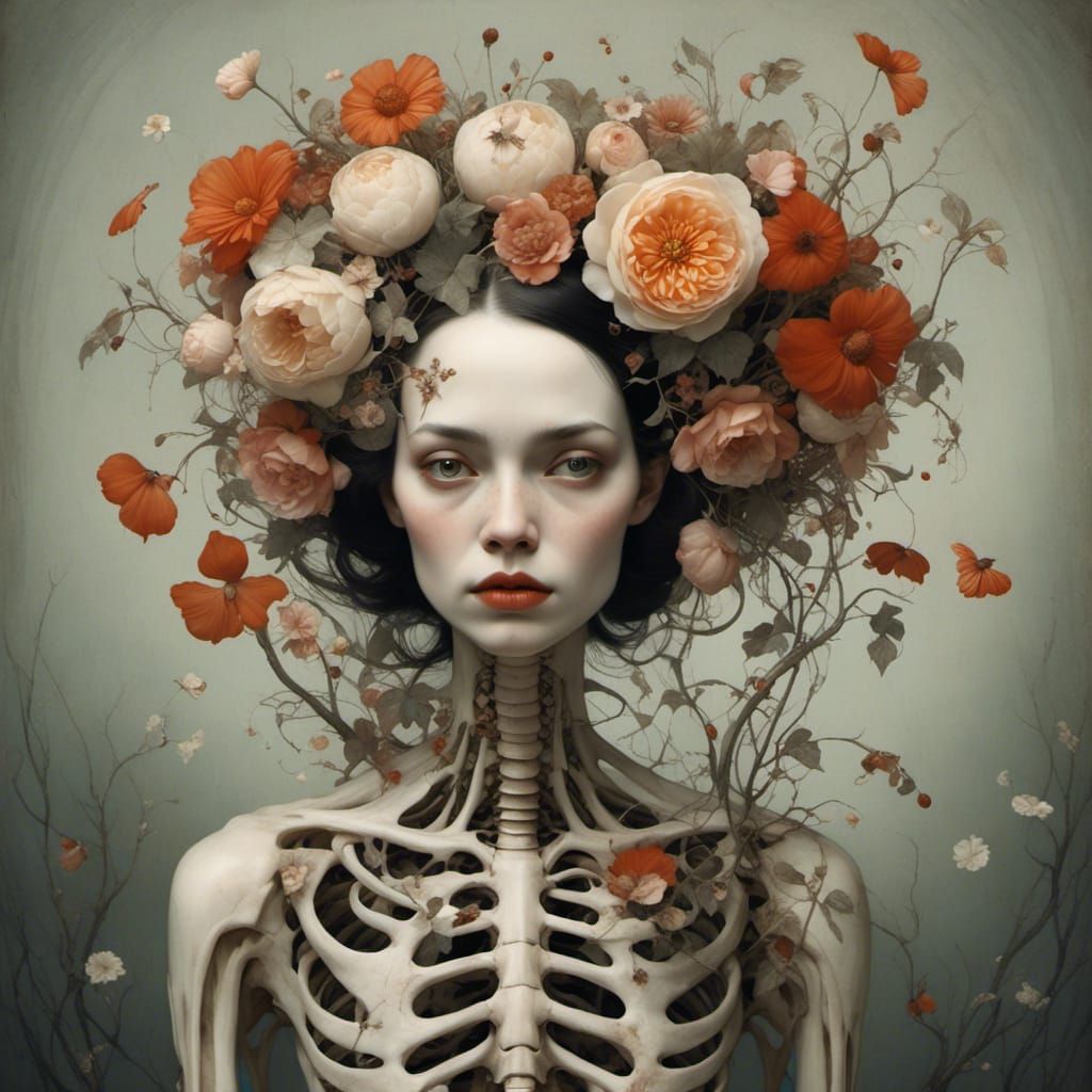 Surreal Floral Ribcage Portrait