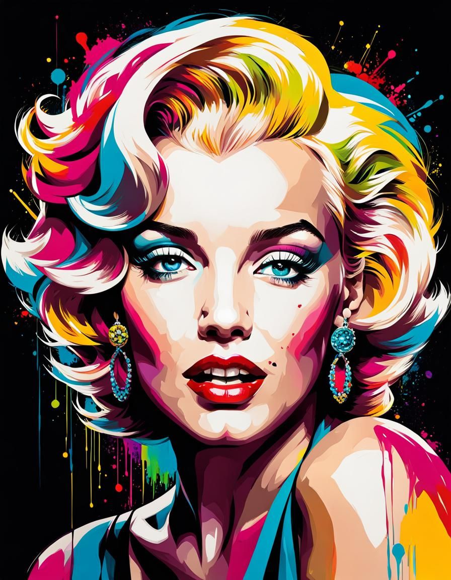 Colorful Marilyn Monroe Portrait with Intricate Details