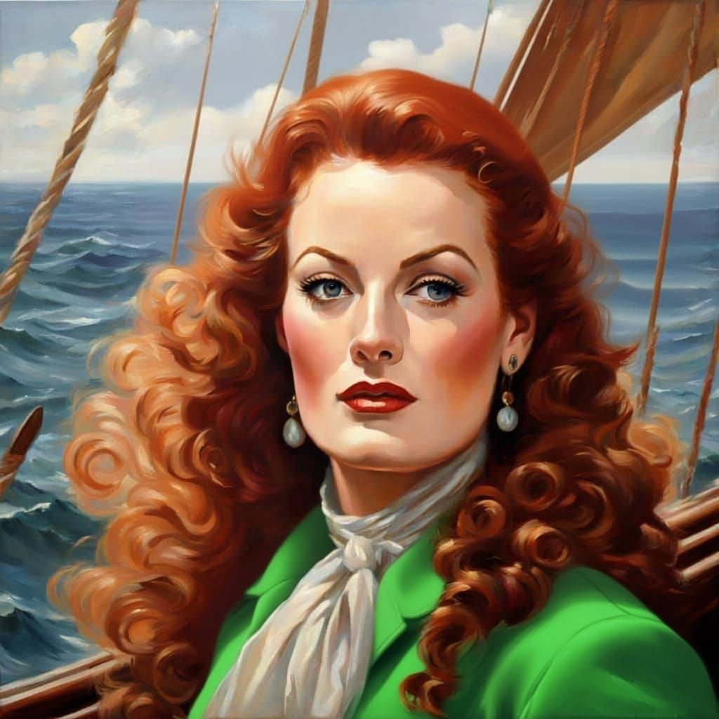 Impressionistic Pirate Portrait of Maureen O'Hara