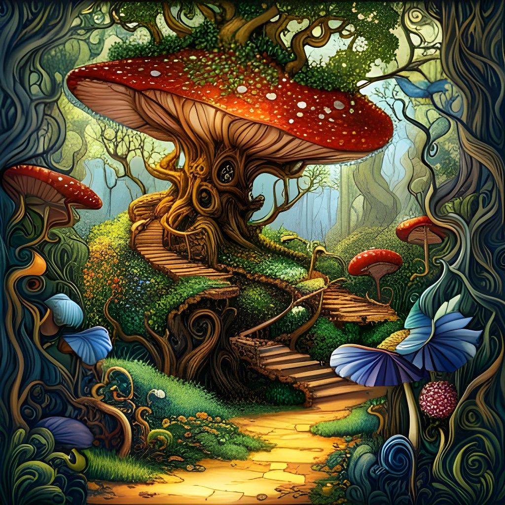 Fairytale Mushroom Path to Fae Treehouse