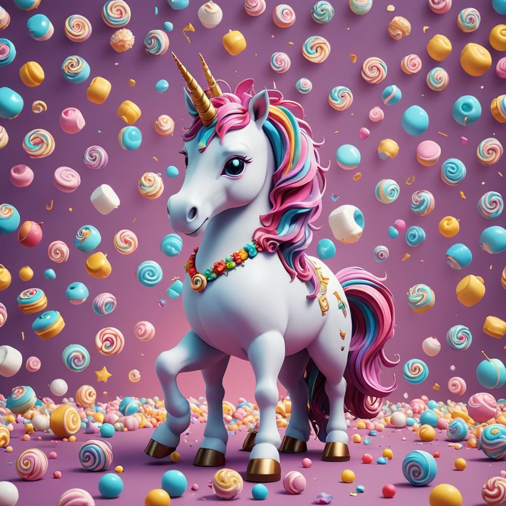 Marshmallow Unicorn: Pixar-Style 3D Render