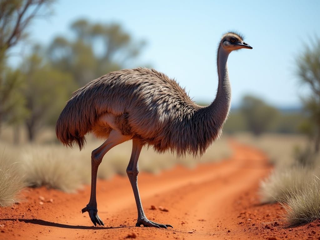 Majestic Emu Roams Australian Outback in Golden Light