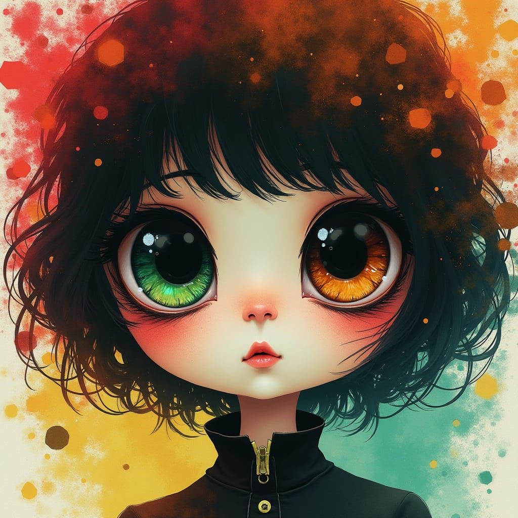 Hyper Cute Lady Portrait with Double Exposure