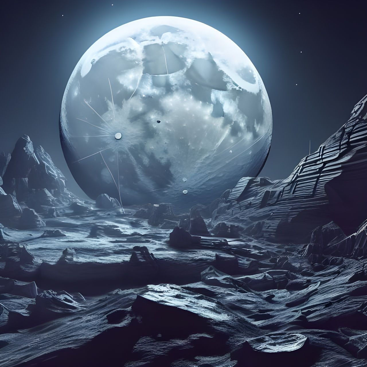 Epic Moon Base Digital Matte Painting