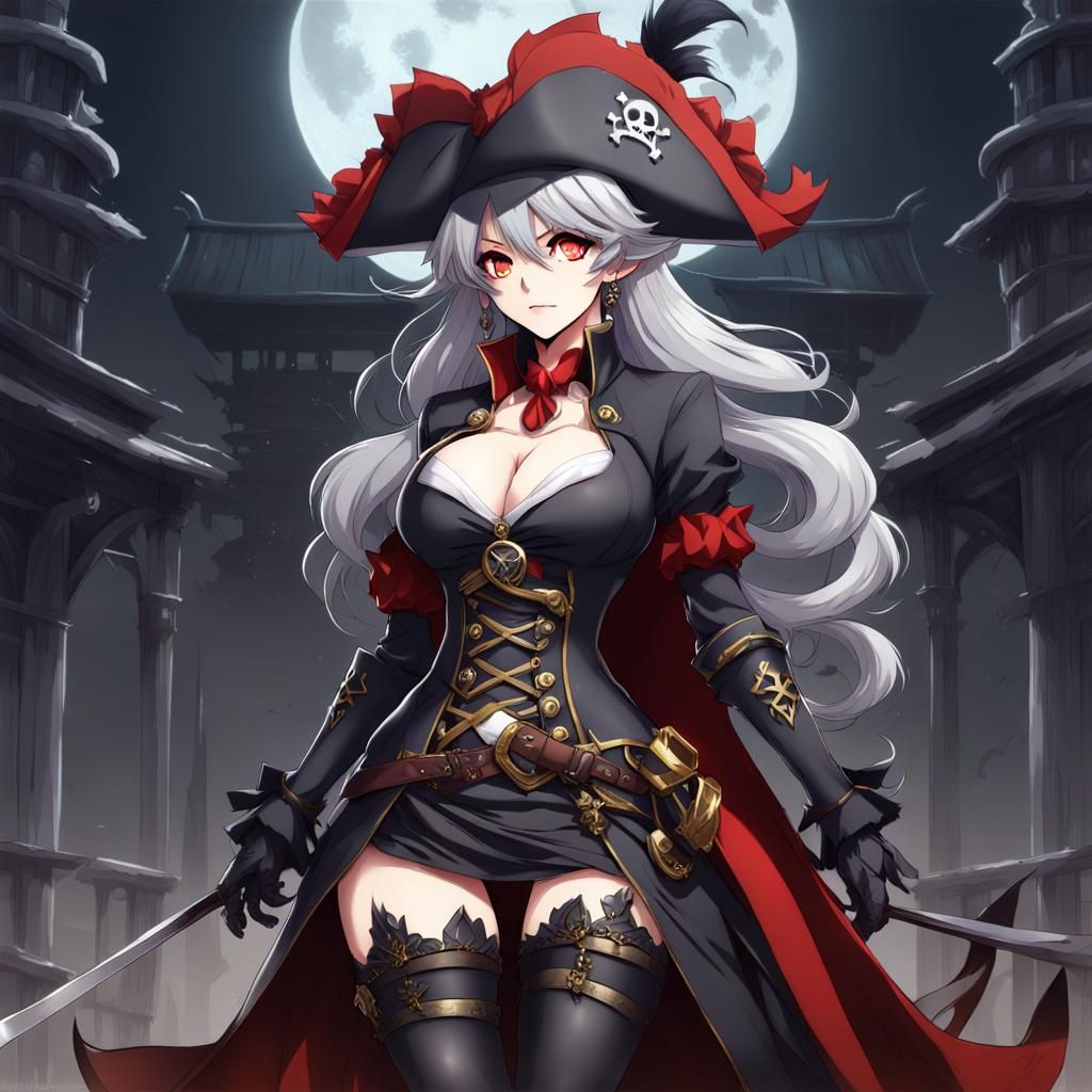 Anime Vampire Pirate Goddess in Gothic Dress