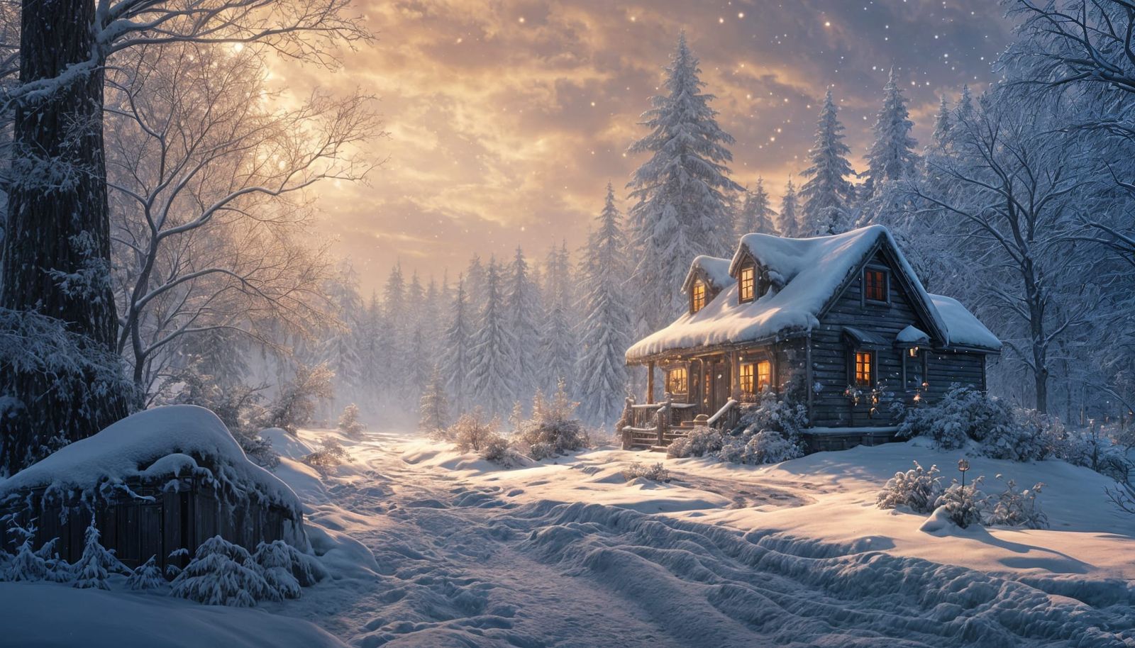 Winter Wonderland Scene in a Tranquil Living Room