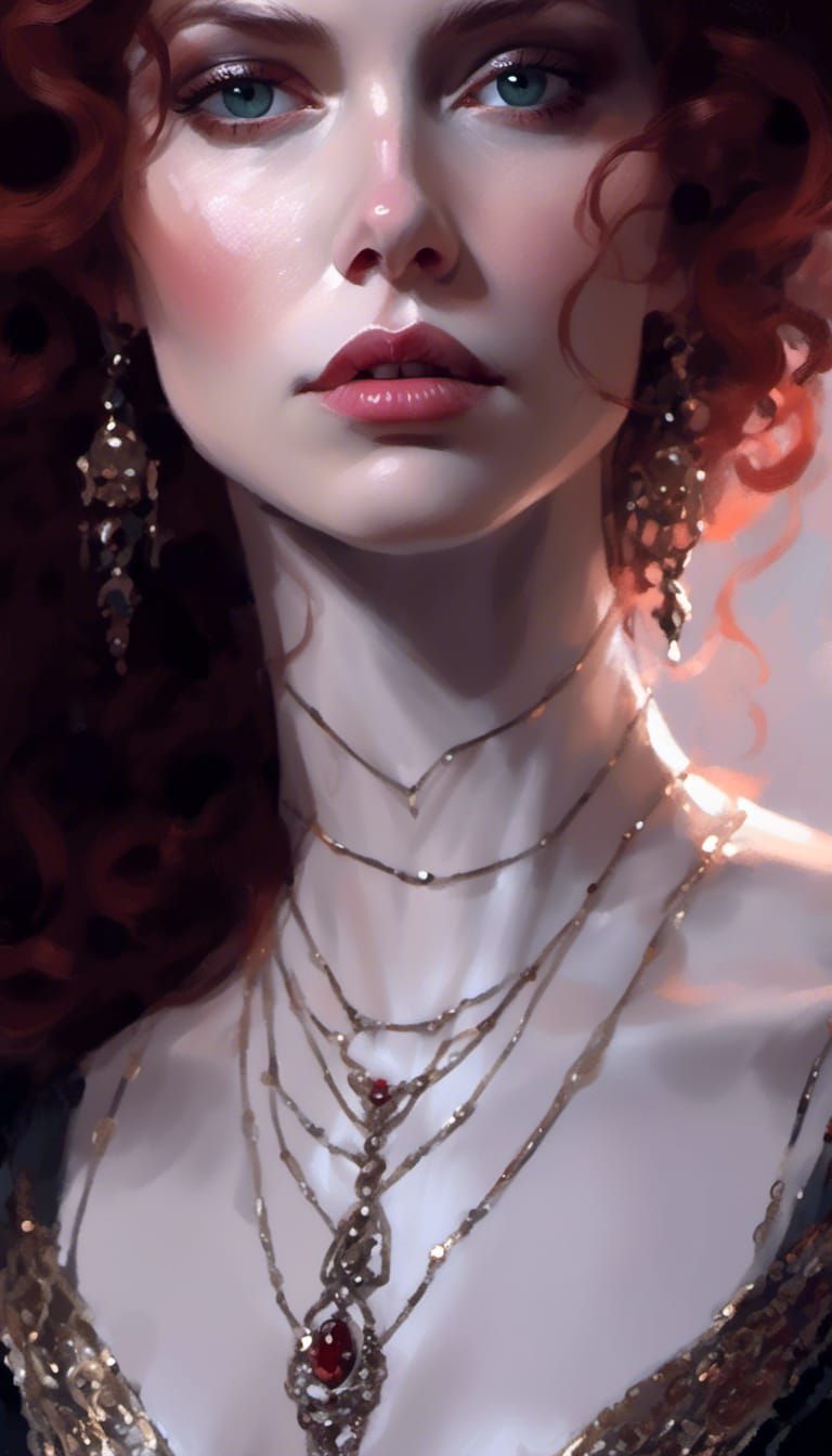 Futuristic Vampiress in LED Gown: Digital Painting