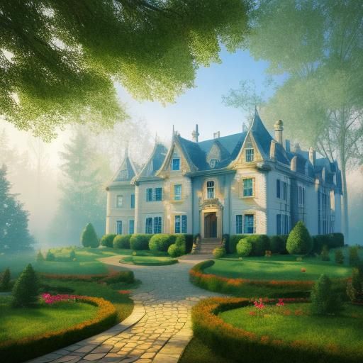 Fairytale Mansion Mural in 3D