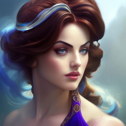 Megara from Hercules: Detailed Art Nouveau Portrait
