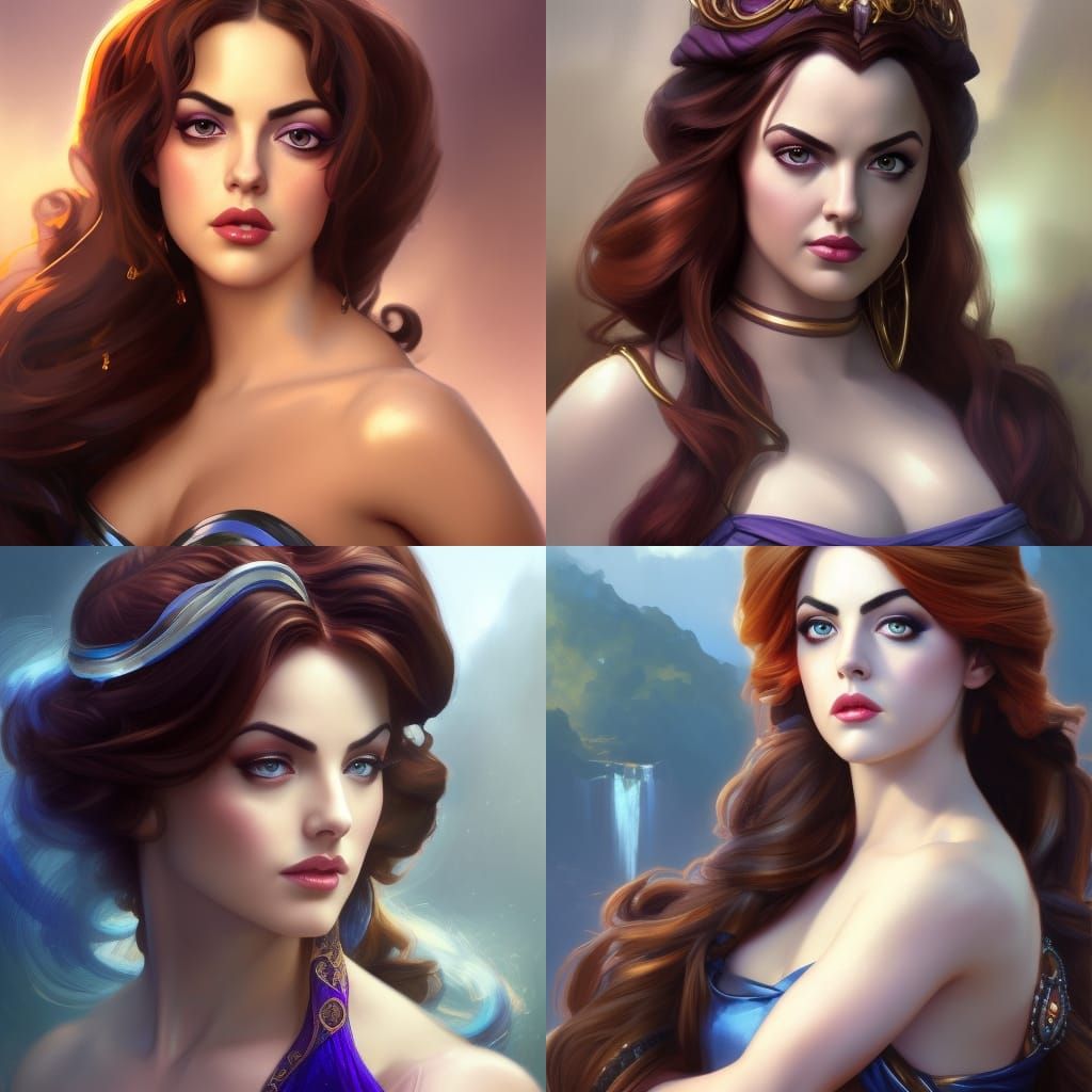 Elizabeth Gillies as Megara: Detailed 8K Portrait