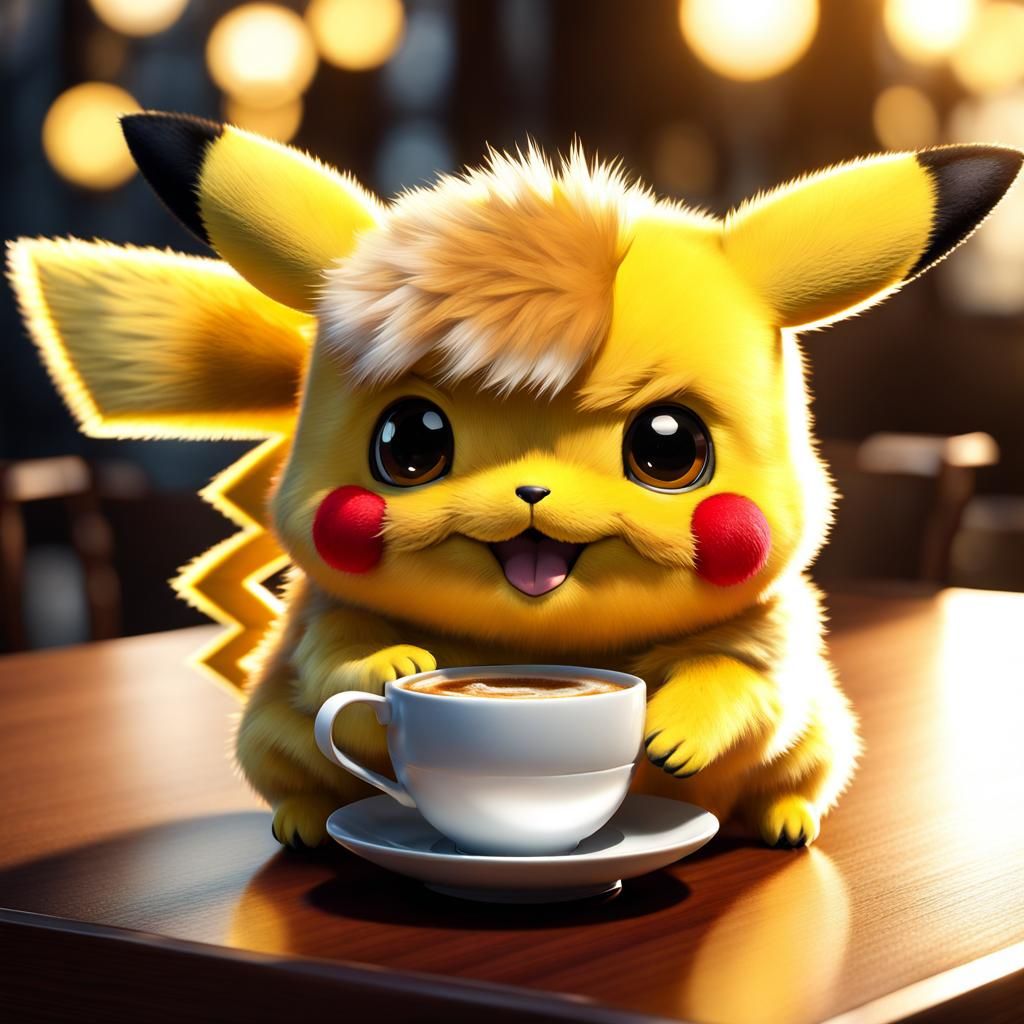 Cute Pikachu Coffee Break: Adorable Chibi Art