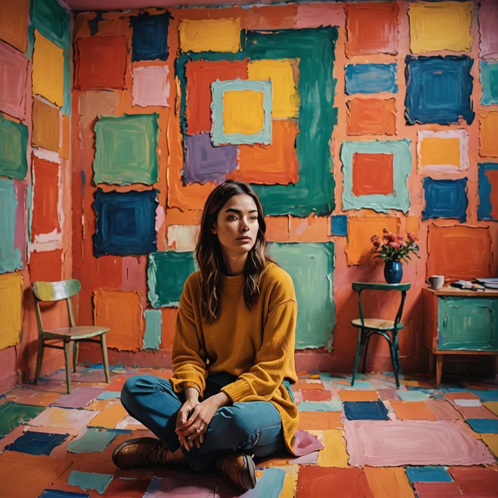 Colorful Abstract Portrait of a Girl in Expressionist Style