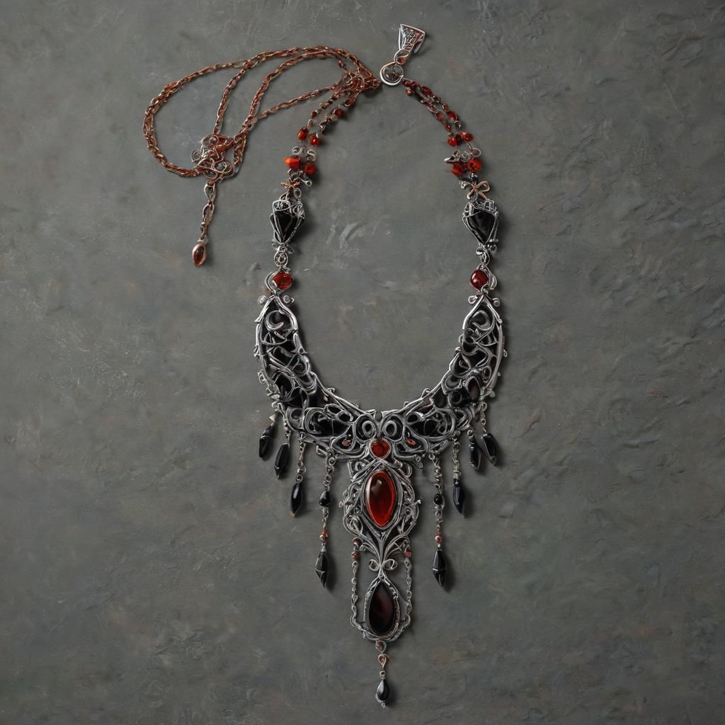 Celtic Princess with Obsidian Necklace, Dark Fantasy Art