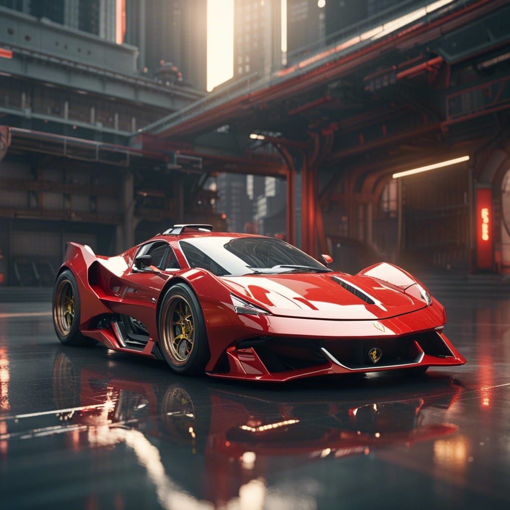 Futuristic Flying Transformer Car in Sci-Fi Style