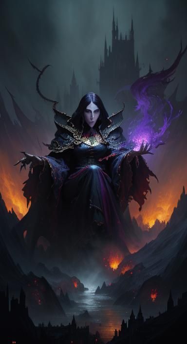 Mina Dracula: Dark Fantasy Art in Art Nouveau Style