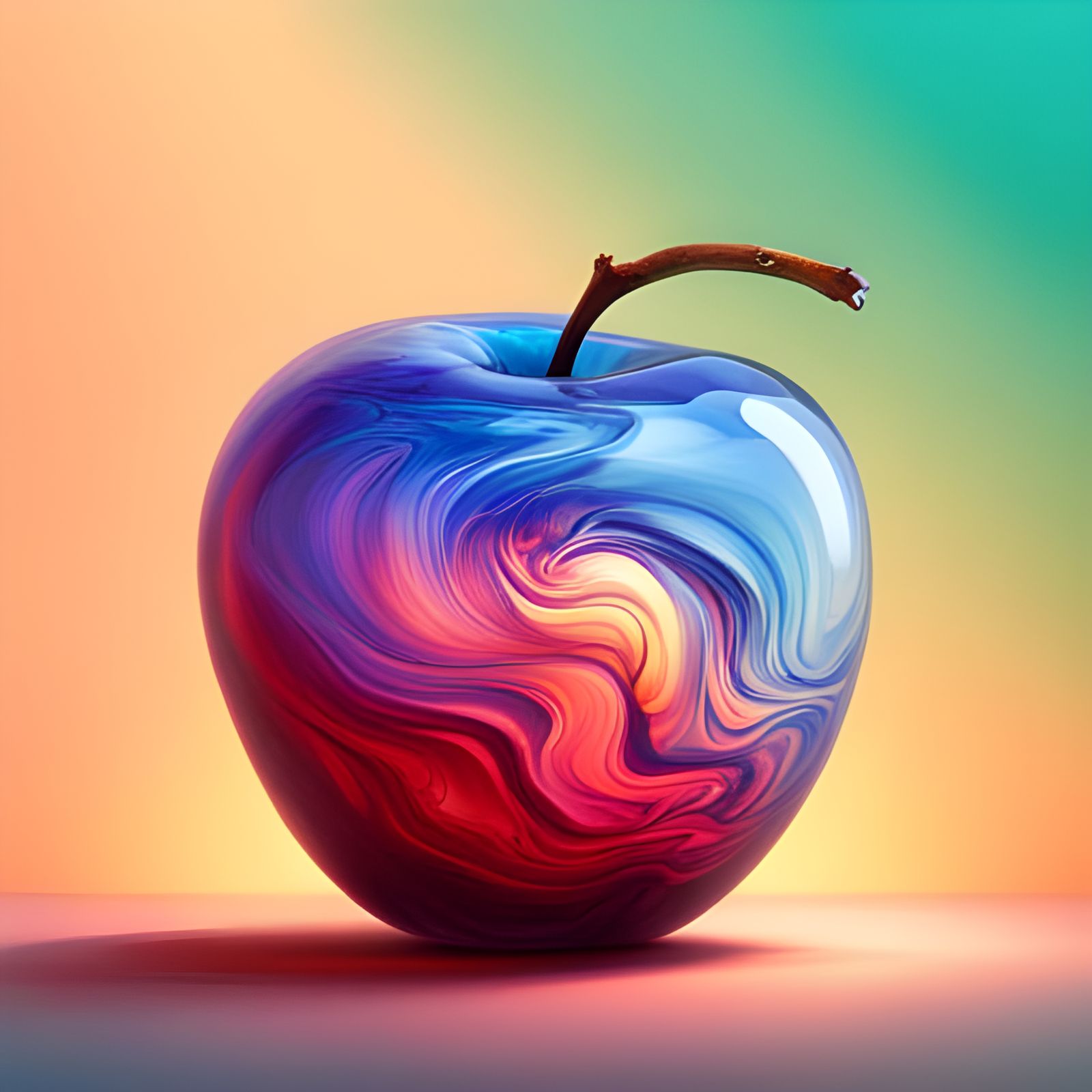 Hyperrealistic Glass Apple Splash Art