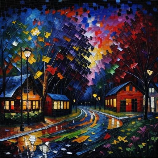 Vibrant Rustic Mosaic Patchwork in Expressionist Style