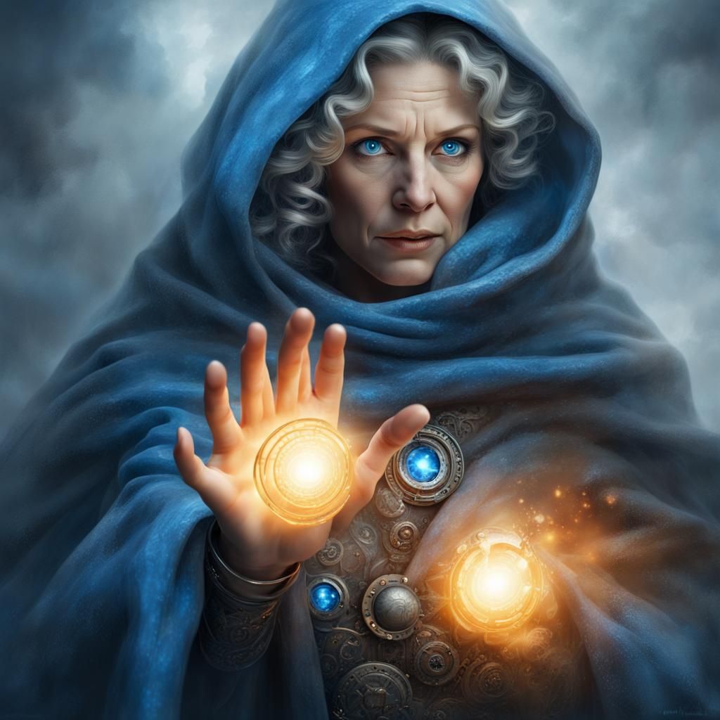 Protective Cocoon: Fantasy Warrior Woman in Detailed Matte P...