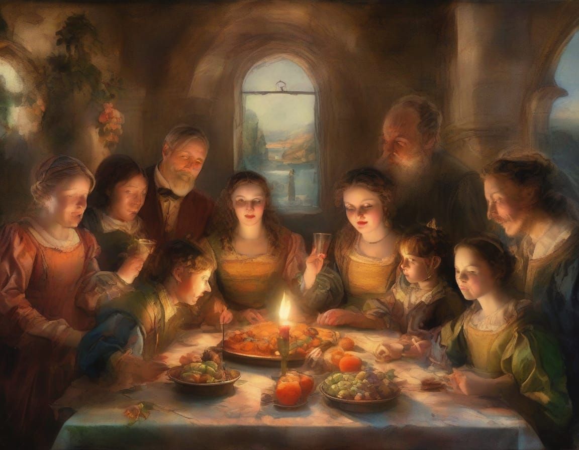 Historical Family Gathering in Vibrant 16th Century Style