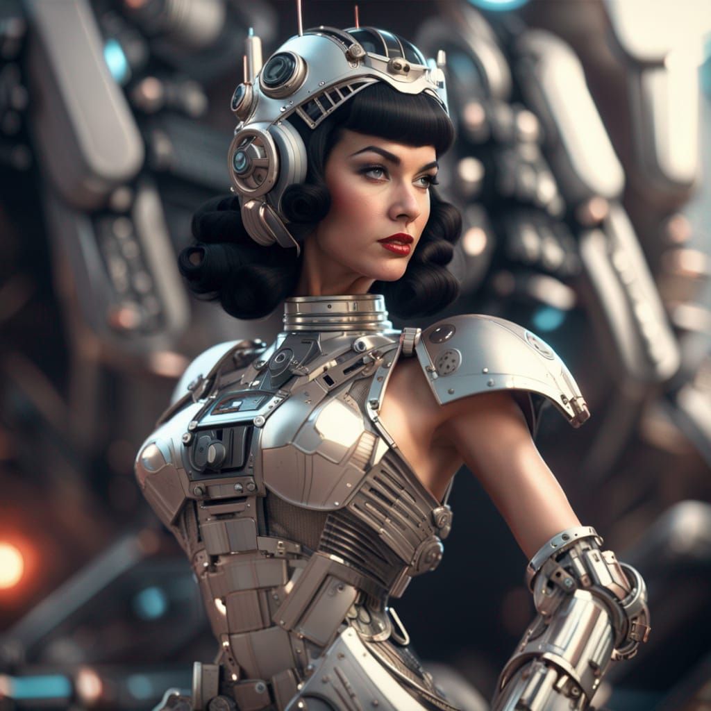 Retro Bettie Page as Sci-Fi Princess Leia