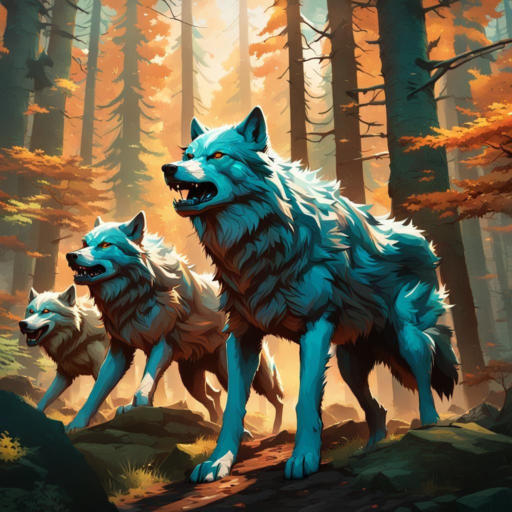 Massive Wolf Pack Attack in Dense Forest