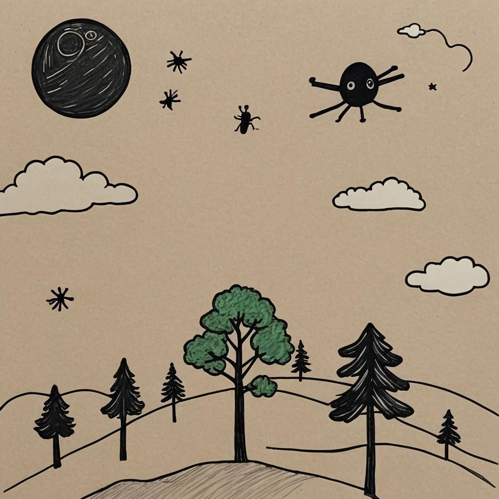 Whimsical Kindergarten-Style X-Wing Battle Scene