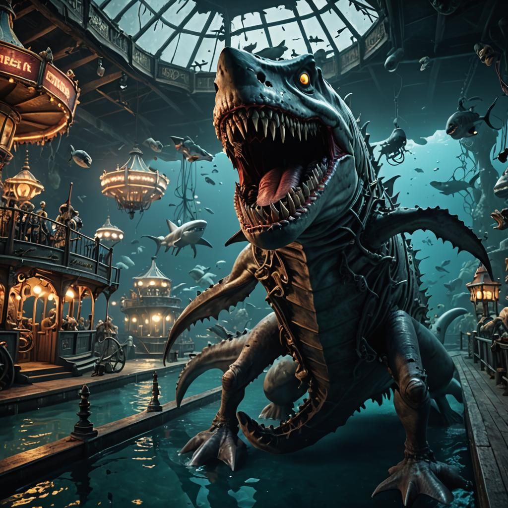 Underwater Horror Park with Haunted Pirate Ships