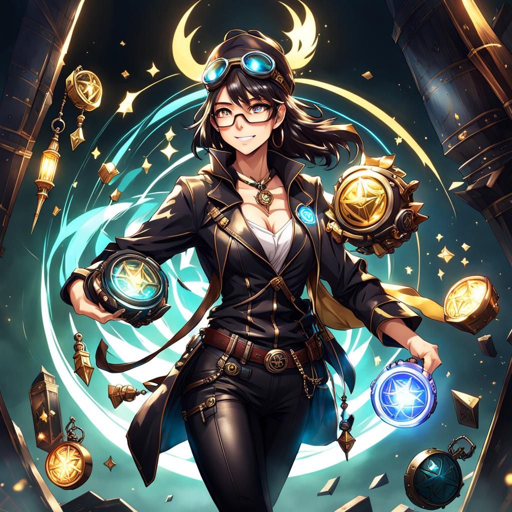 Modern Sorceress in Anime Style Concept Art