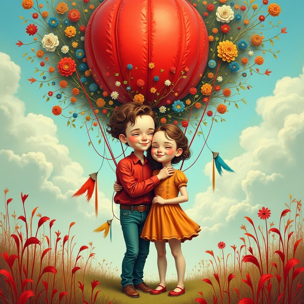 Abstract Van Gogh Style Balloon Flight