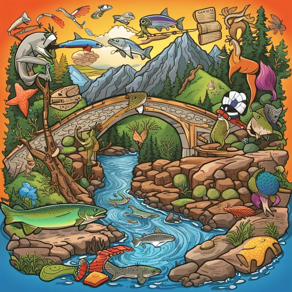 Cartoon Science Logo with Ecology and Geology Elements