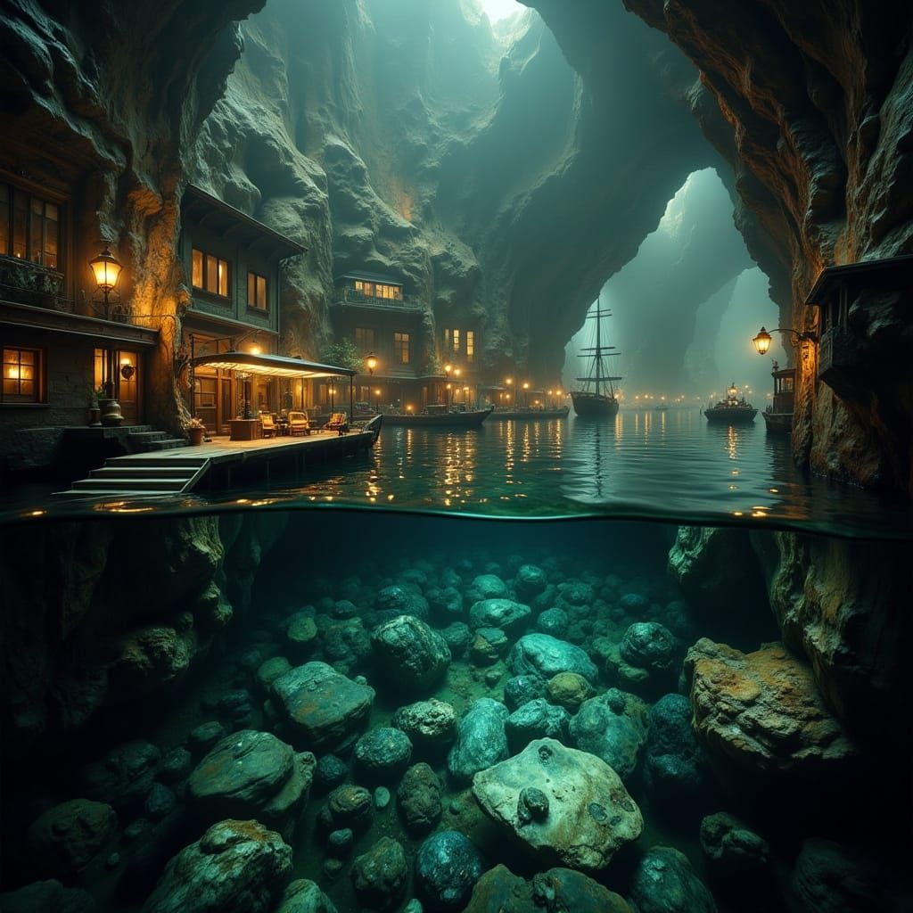 Ethereal Steampunk Harbor Dreamscape