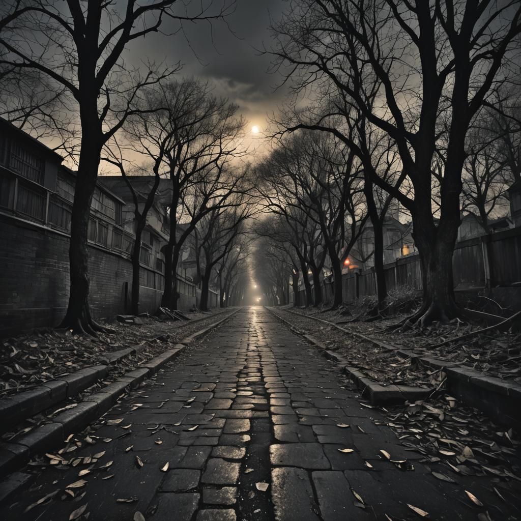 Moody Night Scene with Longing in Hyperrealistic Style