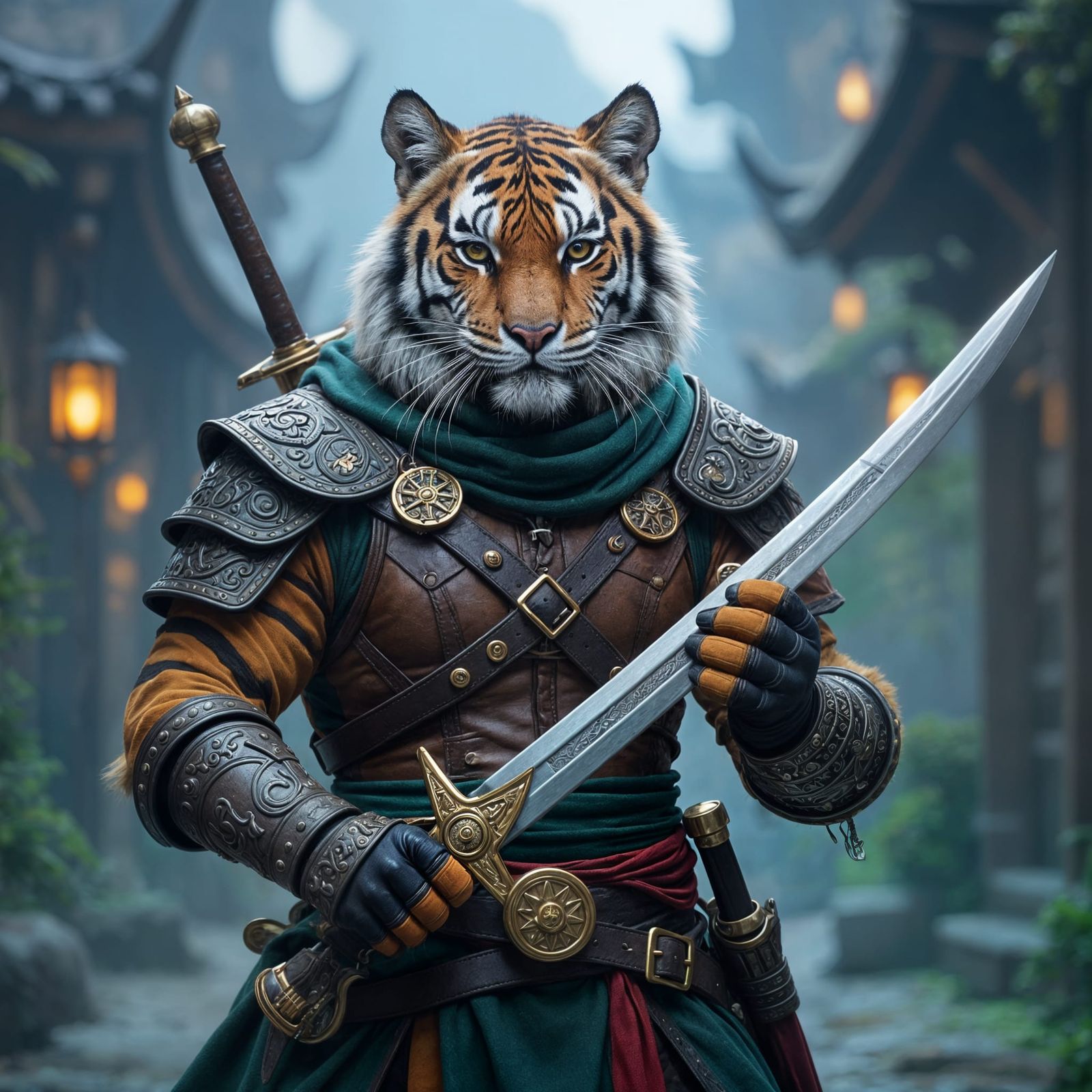 Saber-Toothed Tabaxi Swashbuckler in Mystical Setting