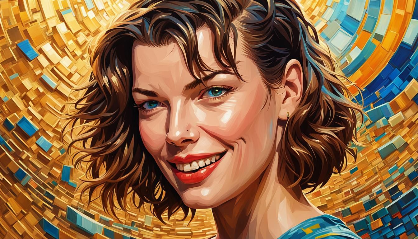 Milla Jovovich Portrait in Cubist Surrealism