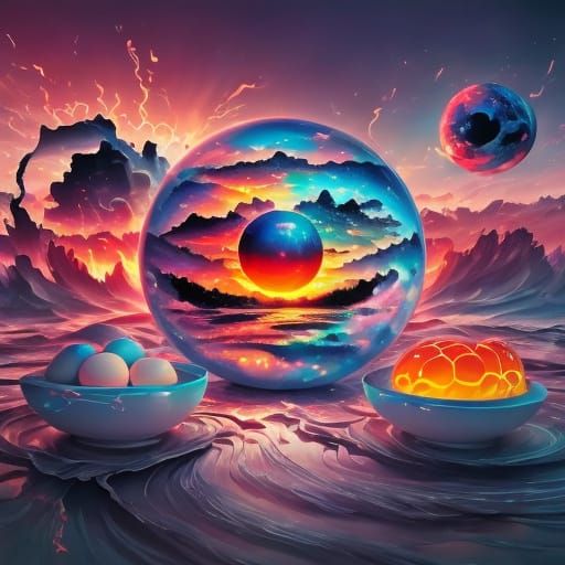 Dreamscapes of Impossible Eggs in Hyper-Realistic 3D