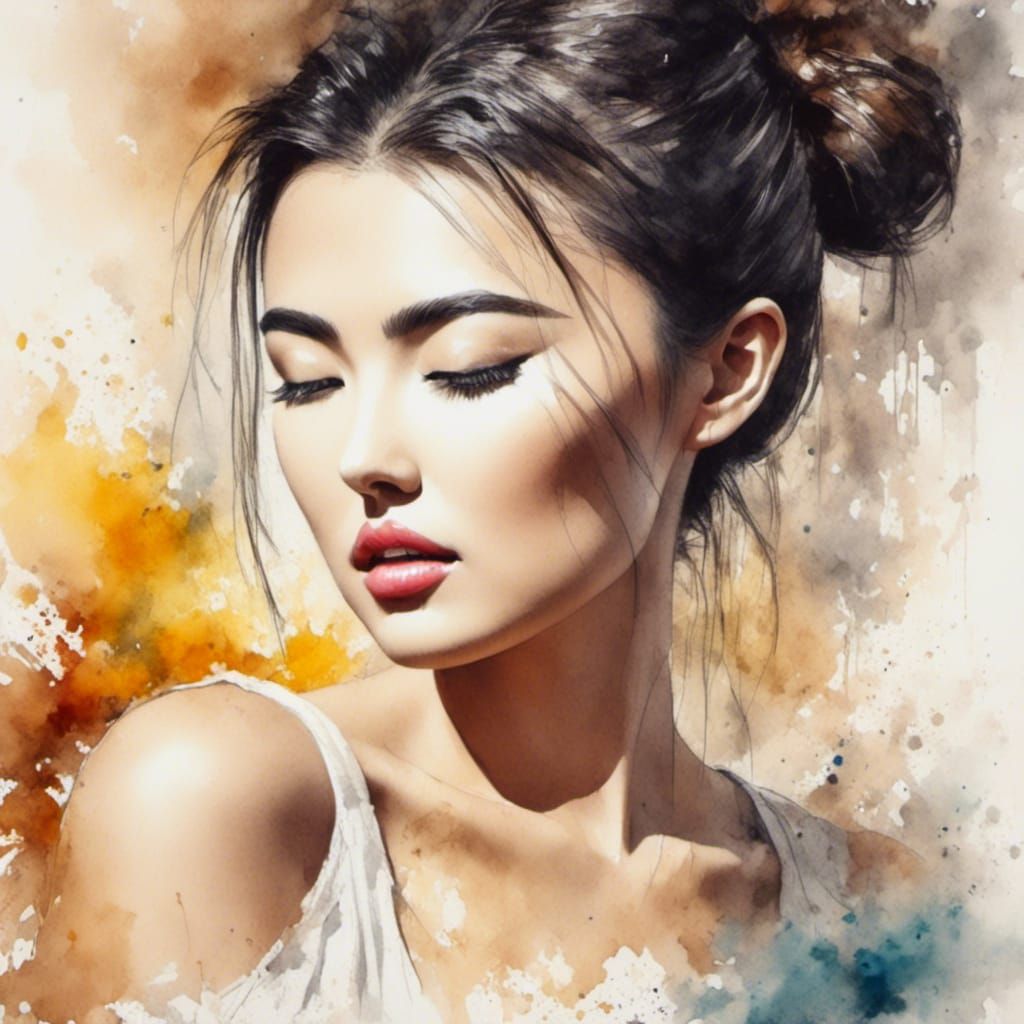 Impressionist Watercolor Portrait in Soft Pastel Hues