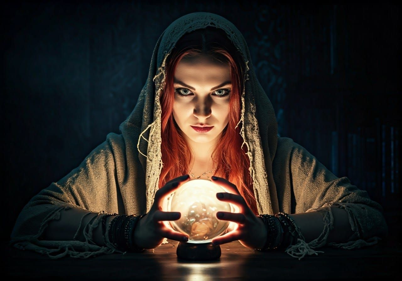 Mystical Fortune Teller in Chiaroscuro Style