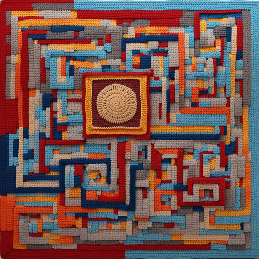 Puerto Rican Flag in Crochet Abstract Art