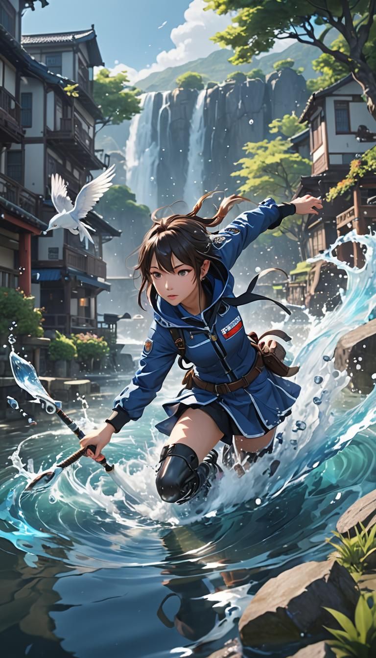 Detailed 3D Anime Water Art in 8K