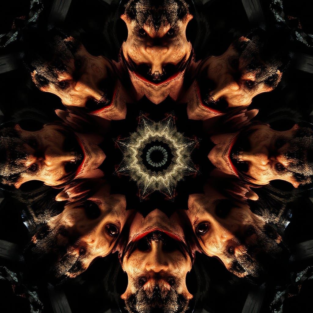 Glitched Kaleidoscope of Evil Antihero Portraits