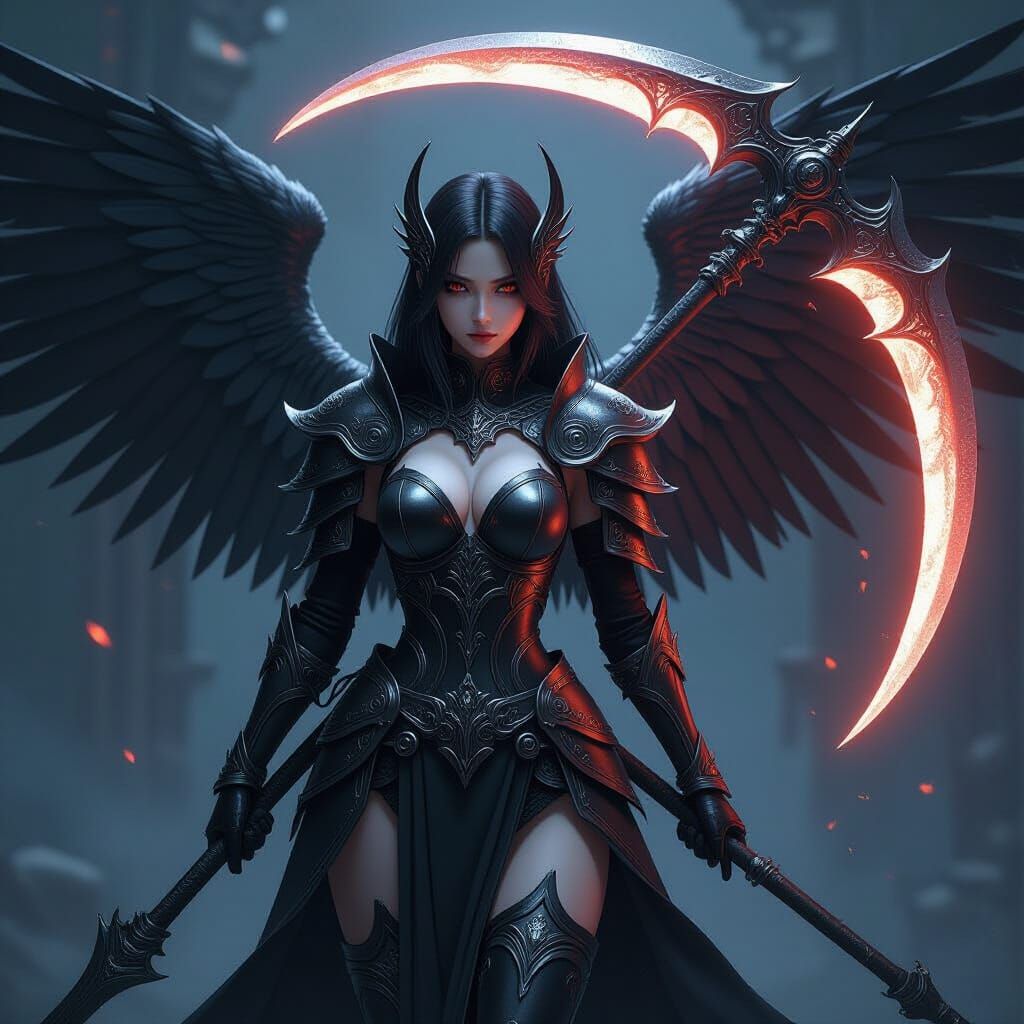 Anime Angel of Death in Hyperrealistic Style